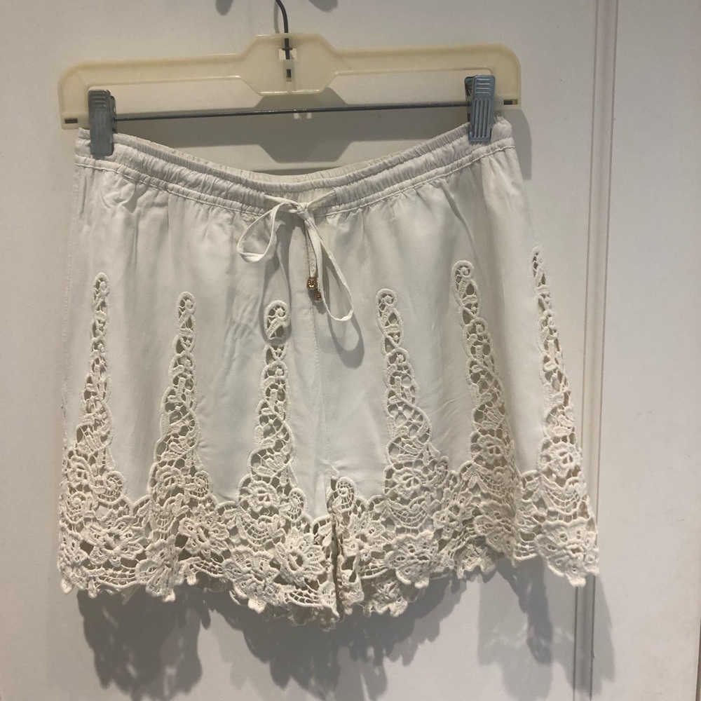 anthropologie white lace shorts